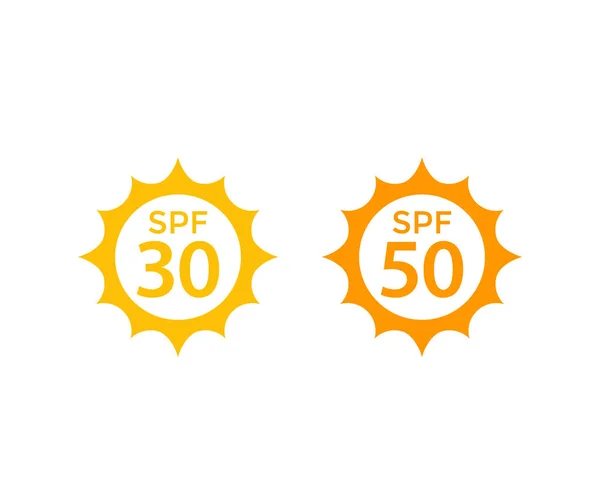 Spf 30, 50, güneş, Uv koruması, vektör — Stok Vektör