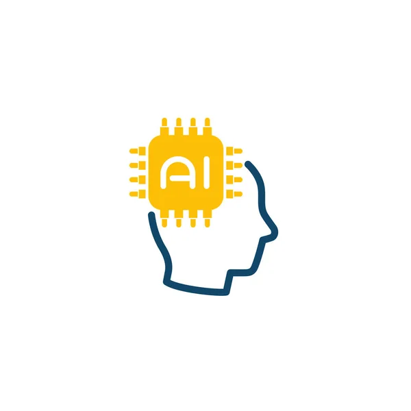 Піктограма технології штучного інтелекту, чип і голова — стоковий вектор