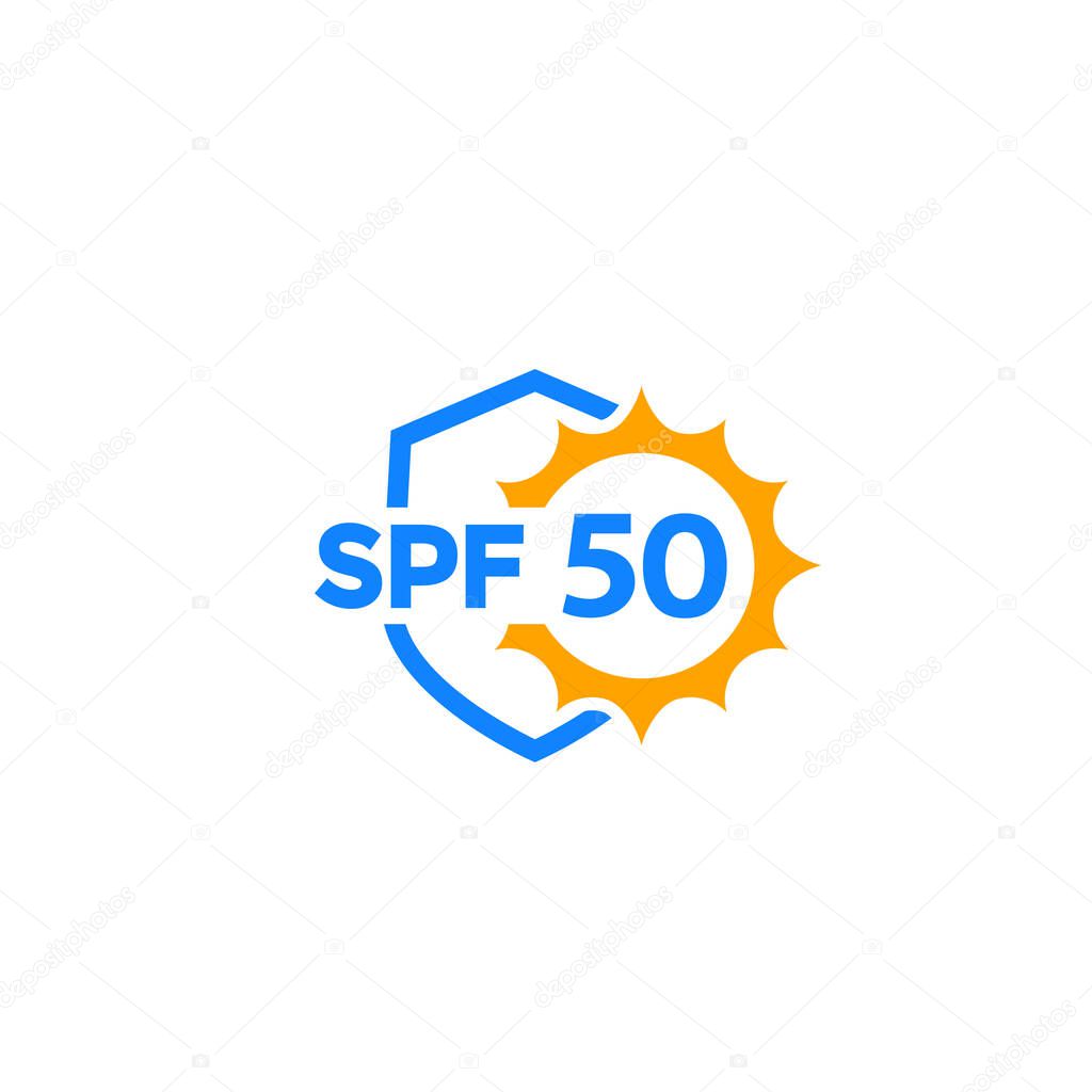 Spf 50, UV protection icon, eps 10 file, easy to edit