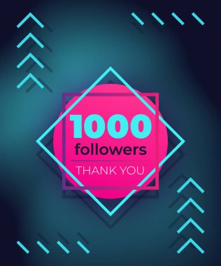 1000 takipçi, teşekkürler vektör bayrağı.