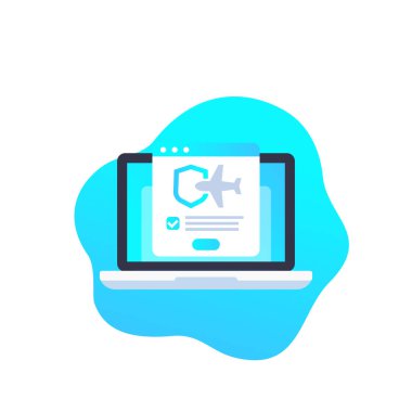 Travel insurance online, vector illustration