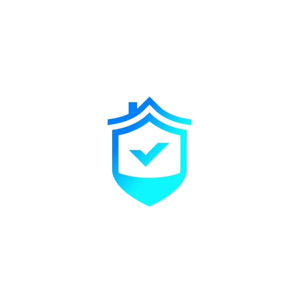 Logotipo de seguridad del hogar con casa y escudo — Vector de stock