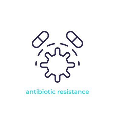 antibiotic resistance vector line icon