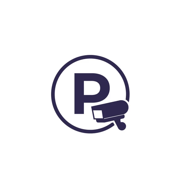 Parking with video surveillance, vector icon — Wektor stockowy