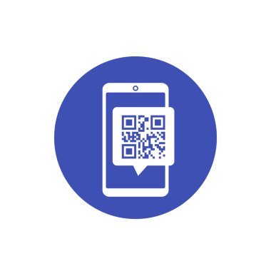 QR kodu ve akıllı telefon, vektör simgesi