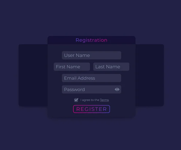 Register form, web ui design — Stock Vector