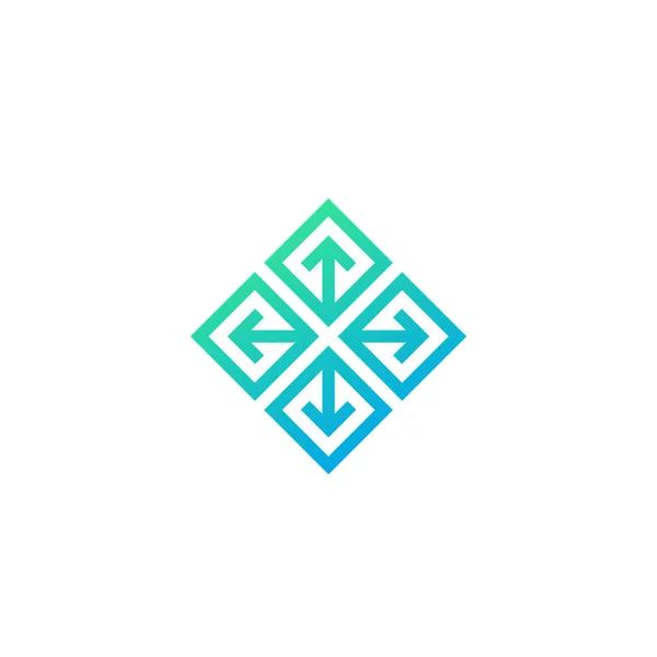 Logística logotipo do vetor com quadrados e setas — Vetor de Stock