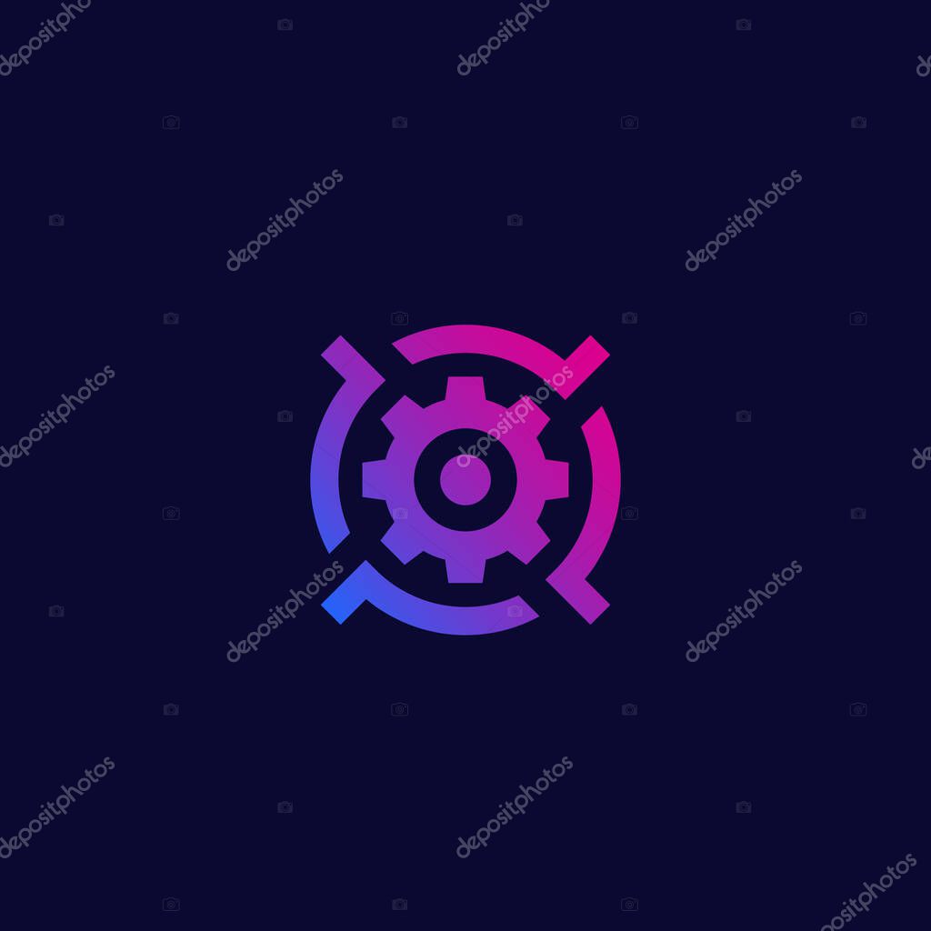Gear and target vector logo icon, eps 10 file, easy to edit