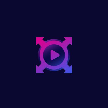 360 derece video, panoramik içerik vektörü simgesi