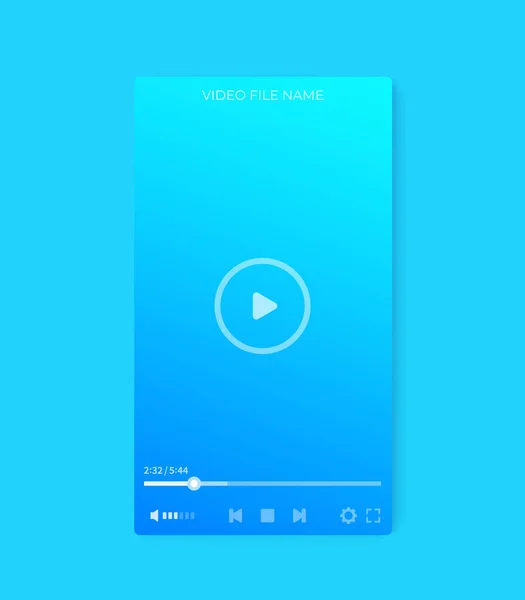 Video oynatıcı arayüzü, mobil ui vektör tasarımı — Stok Vektör