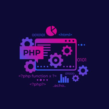 PHP programming and coding, vector, eps 10 file, easy to edit clipart svg vector 
