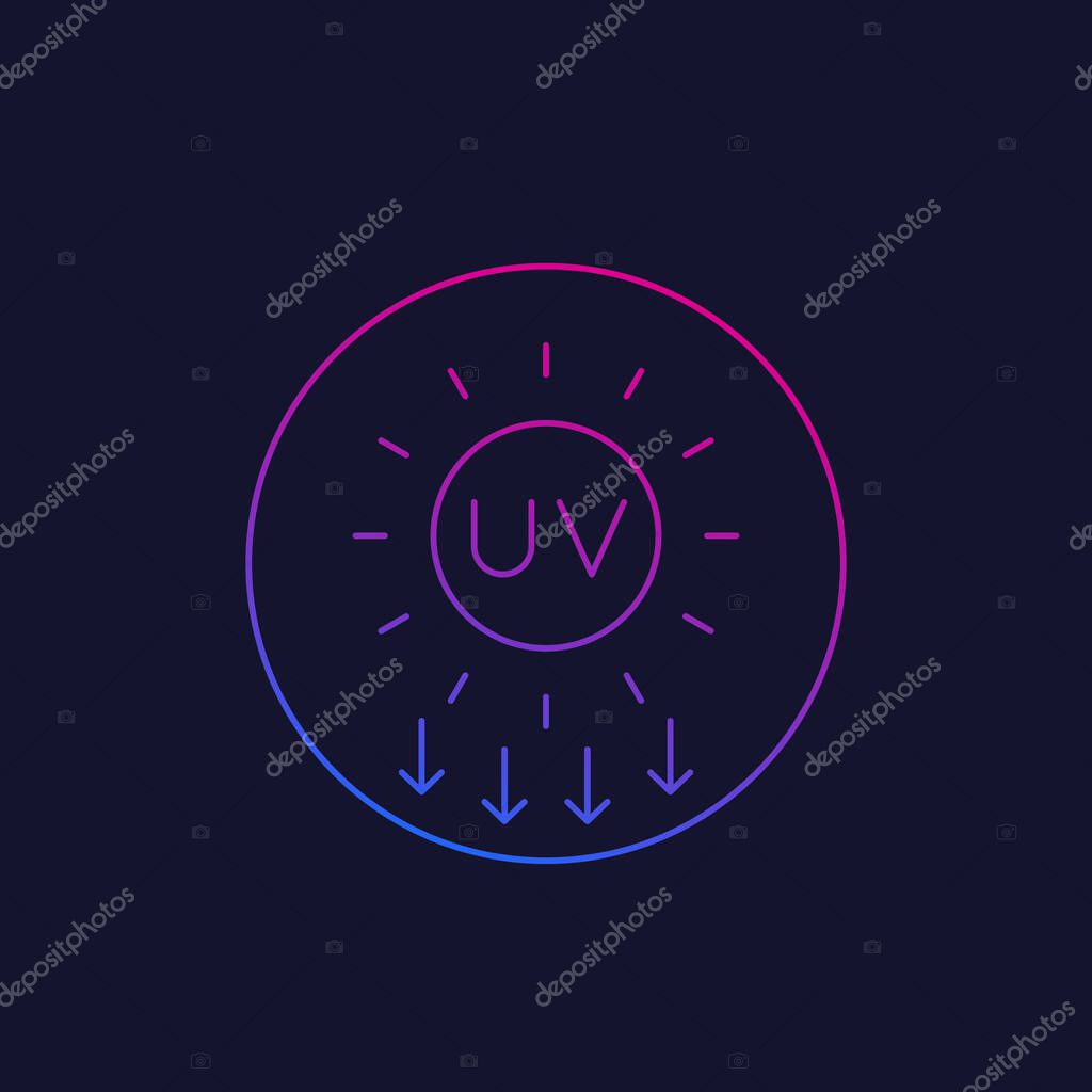 UV radiation, solar ultraviolet icon, linear, eps 10 file, easy to edit
