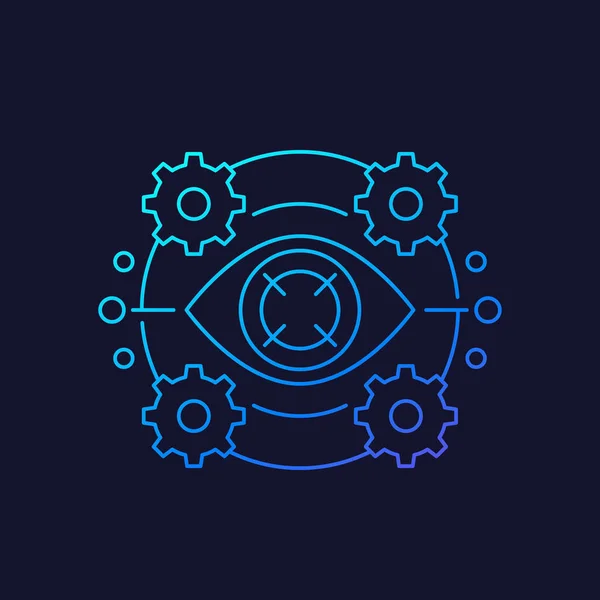 Machine vision icoon, lineaire vector — Stockvector