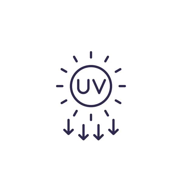 Radiación UV, icono ultravioleta solar, vector de línea — Archivo Imágenes Vectoriales
