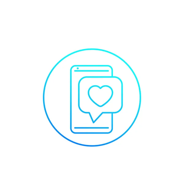 Dating-App, Liebeschat, lineares Symbol — Stockvektor