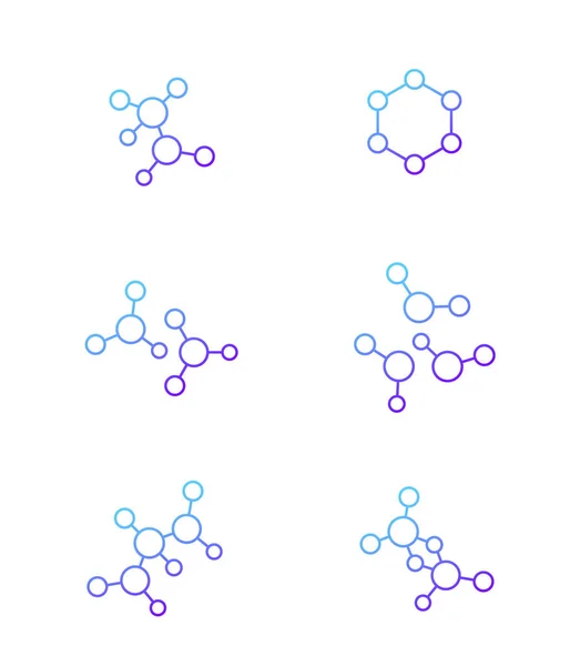 Molecuul pictogrammen, wetenschap vector, lijn — Stockvector