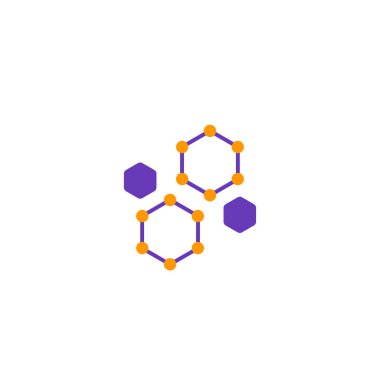 Beyaz üzerinde nanopartikül simgesi, bilimsel vektör logosu
