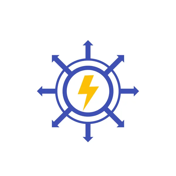 Elektrische vermogensverdeling vector pictogram — Stockvector