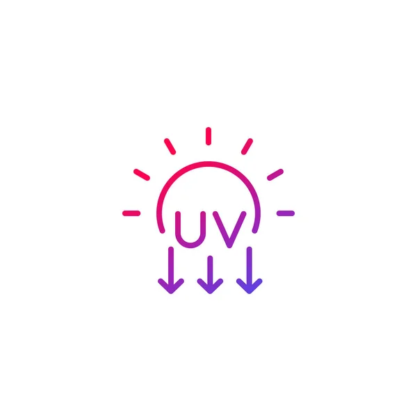 Radiación UV, icono ultravioleta, línea — Archivo Imágenes Vectoriales