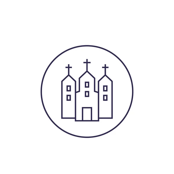 Kościół katolicki, ikona linii — Wektor stockowy