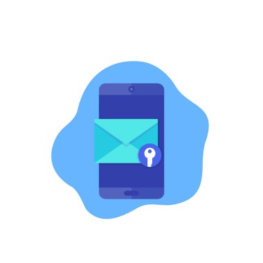 Şifreli ileti, mobil posta vektör simgesi