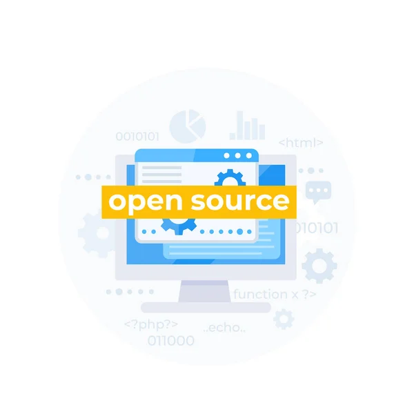 Código fonte aberto ilustração vetorial — Vetor de Stock