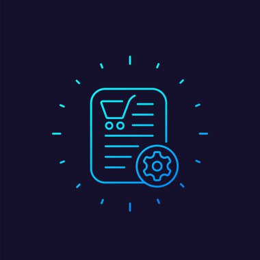 sipariş işlem simgesi, e-ticaret doğrusal vektörü