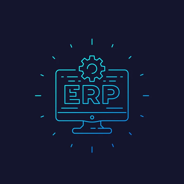 Icono de software ERP, vector de estilo lineal — Vector de stock