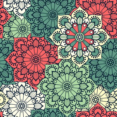 etnik çiçek seamless modeli
