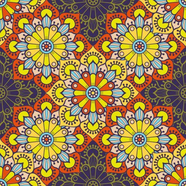 etnik çiçek seamless modeli