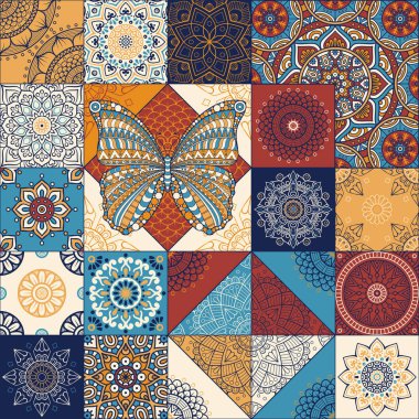 etnik çiçek seamless modeli