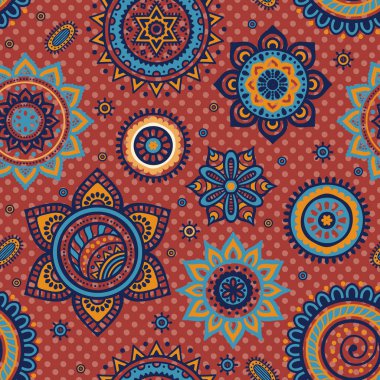 etnik çiçek seamless modeli