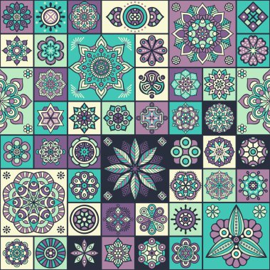 etnik çiçek seamless modeli