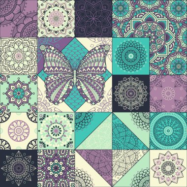 etnik çiçek seamless modeli