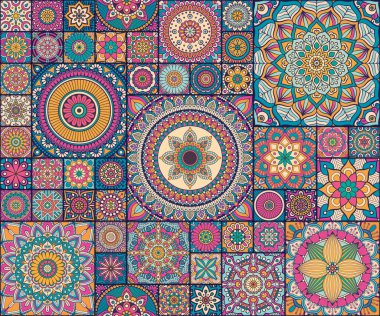 etnik çiçek seamless modeli