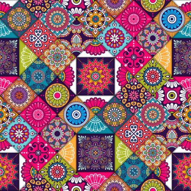 etnik çiçek seamless modeli