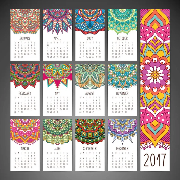 Calendario vintage 2017 — Archivo Imágenes Vectoriales