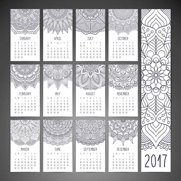 Винтажный календарь 2017 — стоковый вектор