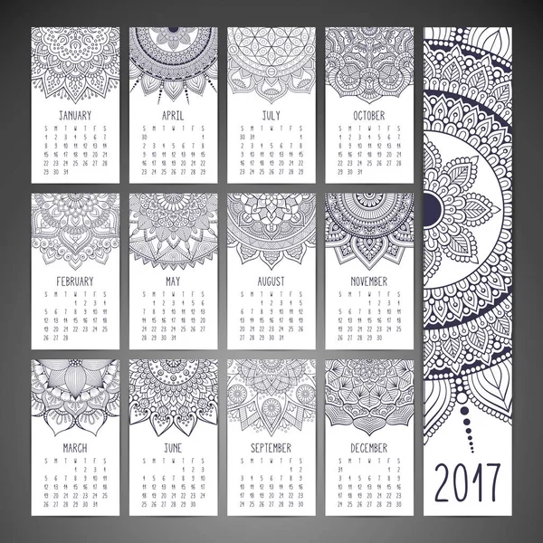 Calendario vintage 2017 — Archivo Imágenes Vectoriales