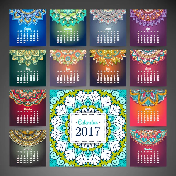 Calendario vintage 2017 — Vector de stock