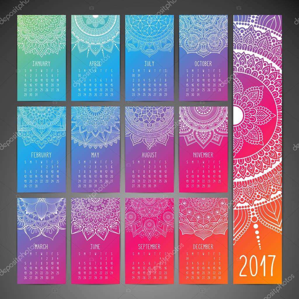 Vintage Kalender 2017 — Stockvektor © VikaSnezh #131807786