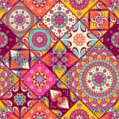 etnik çiçek seamless modeli