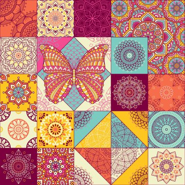 etnik çiçek seamless modeli