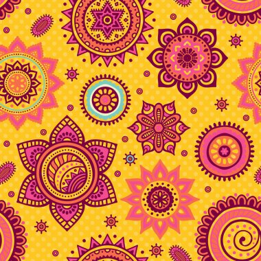 etnik çiçek seamless modeli