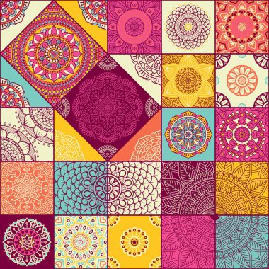 etnik çiçek seamless modeli