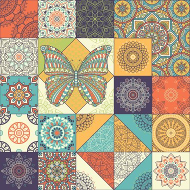 etnik çiçek seamless modeli