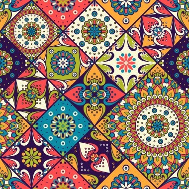 etnik çiçek seamless modeli