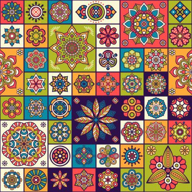 etnik çiçek seamless modeli