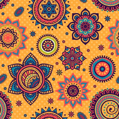 etnik çiçek seamless modeli