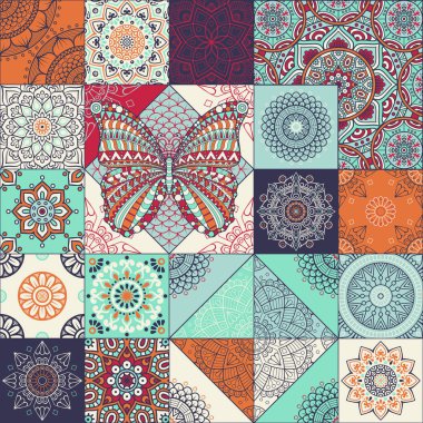 etnik çiçek seamless modeli